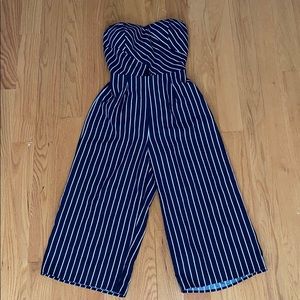 Charlotte Russe Navy Blue and White Jumpsuit